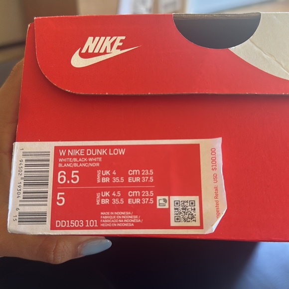 White/Black Nike Dunk Lows - Picture 5 of 5